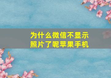 为什么微信不显示照片了呢苹果手机