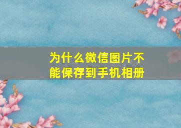 为什么微信图片不能保存到手机相册