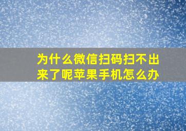 为什么微信扫码扫不出来了呢苹果手机怎么办