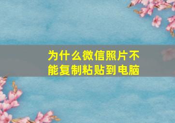 为什么微信照片不能复制粘贴到电脑