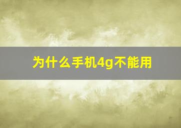 为什么手机4g不能用