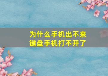 为什么手机出不来键盘手机打不开了