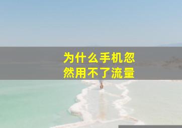 为什么手机忽然用不了流量