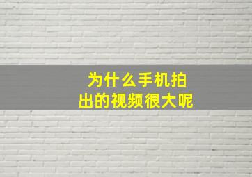 为什么手机拍出的视频很大呢