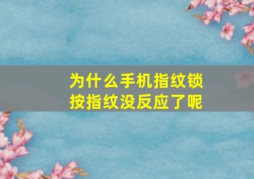 为什么手机指纹锁按指纹没反应了呢