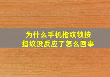 为什么手机指纹锁按指纹没反应了怎么回事