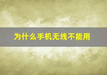 为什么手机无线不能用