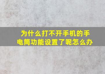 为什么打不开手机的手电筒功能设置了呢怎么办