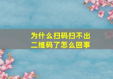 为什么扫码扫不出二维码了怎么回事