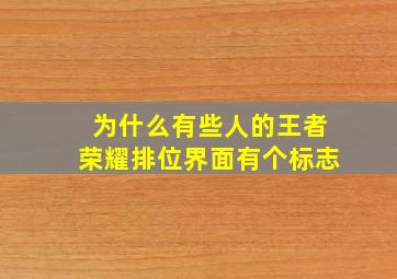 为什么有些人的王者荣耀排位界面有个标志