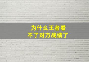 为什么王者看不了对方战绩了