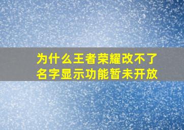 为什么王者荣耀改不了名字显示功能暂未开放