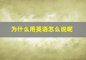 为什么用英语怎么说呢