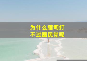 为什么缅甸打不过国民党呢