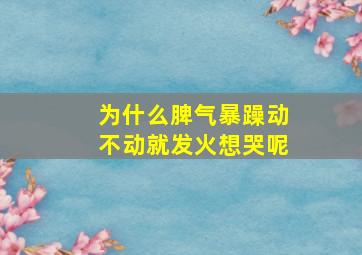 为什么脾气暴躁动不动就发火想哭呢