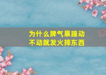 为什么脾气暴躁动不动就发火摔东西