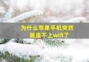 为什么苹果手机突然就连不上wifi了