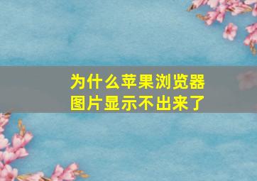 为什么苹果浏览器图片显示不出来了