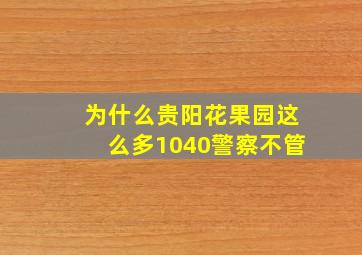 为什么贵阳花果园这么多1040警察不管