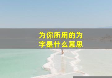 为你所用的为字是什么意思