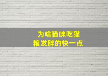 为啥猫咪吃猫粮发胖的快一点