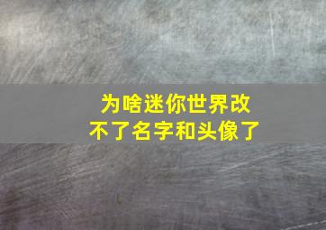 为啥迷你世界改不了名字和头像了