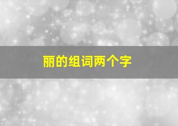 丽的组词两个字