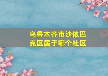 乌鲁木齐市沙依巴克区属于哪个社区