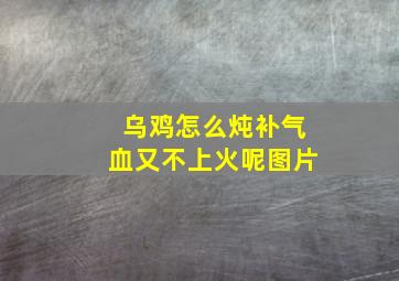 乌鸡怎么炖补气血又不上火呢图片