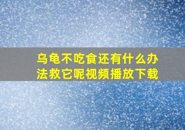 乌龟不吃食还有什么办法救它呢视频播放下载