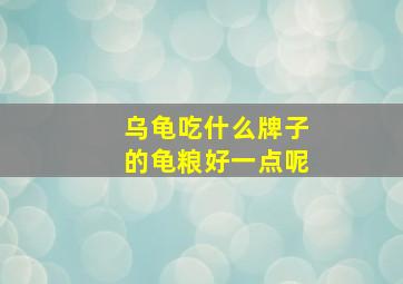 乌龟吃什么牌子的龟粮好一点呢