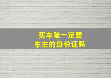 买车险一定要车主的身份证吗