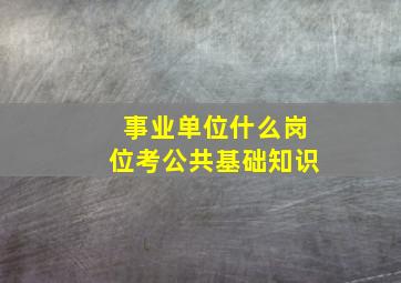 事业单位什么岗位考公共基础知识