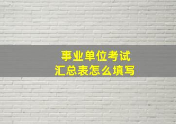 事业单位考试汇总表怎么填写