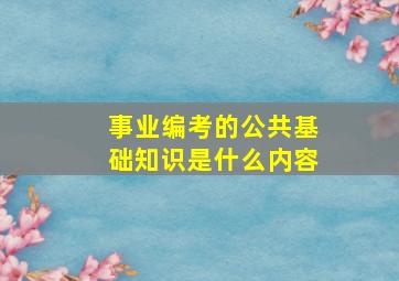 事业编考的公共基础知识是什么内容