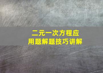 二元一次方程应用题解题技巧讲解