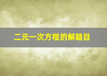 二元一次方程的解题目