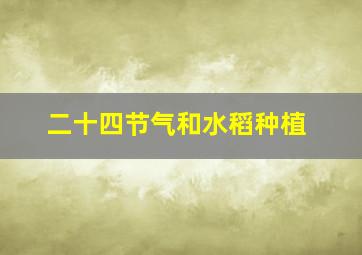 二十四节气和水稻种植