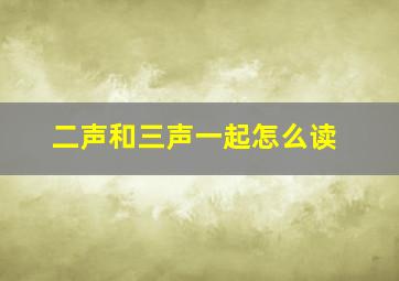 二声和三声一起怎么读