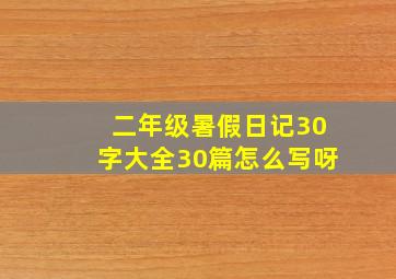 二年级暑假日记30字大全30篇怎么写呀