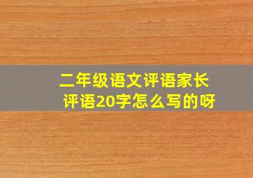 二年级语文评语家长评语20字怎么写的呀