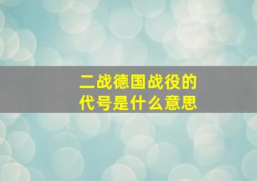 二战德国战役的代号是什么意思