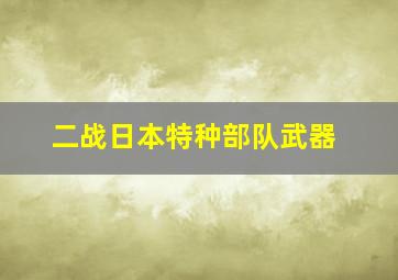 二战日本特种部队武器