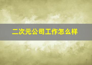 二次元公司工作怎么样