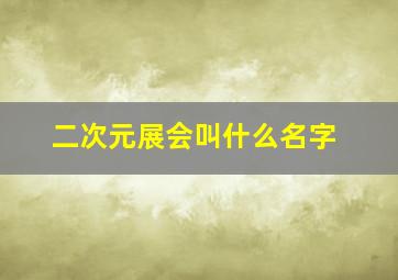 二次元展会叫什么名字