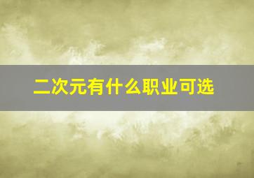 二次元有什么职业可选