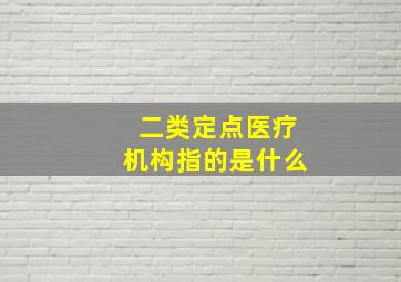 二类定点医疗机构指的是什么