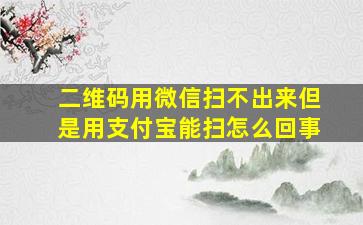 二维码用微信扫不出来但是用支付宝能扫怎么回事