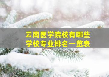 云南医学院校有哪些学校专业排名一览表