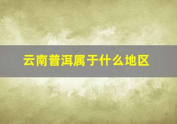 云南普洱属于什么地区